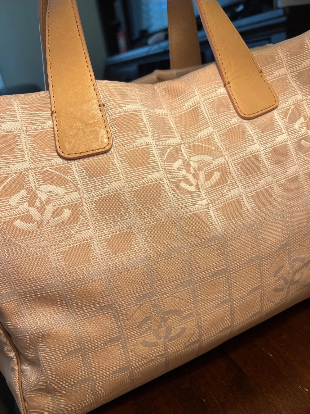 Authentic Chanel Beige/blush Canvas Tote Bag - Picture 7 of 17